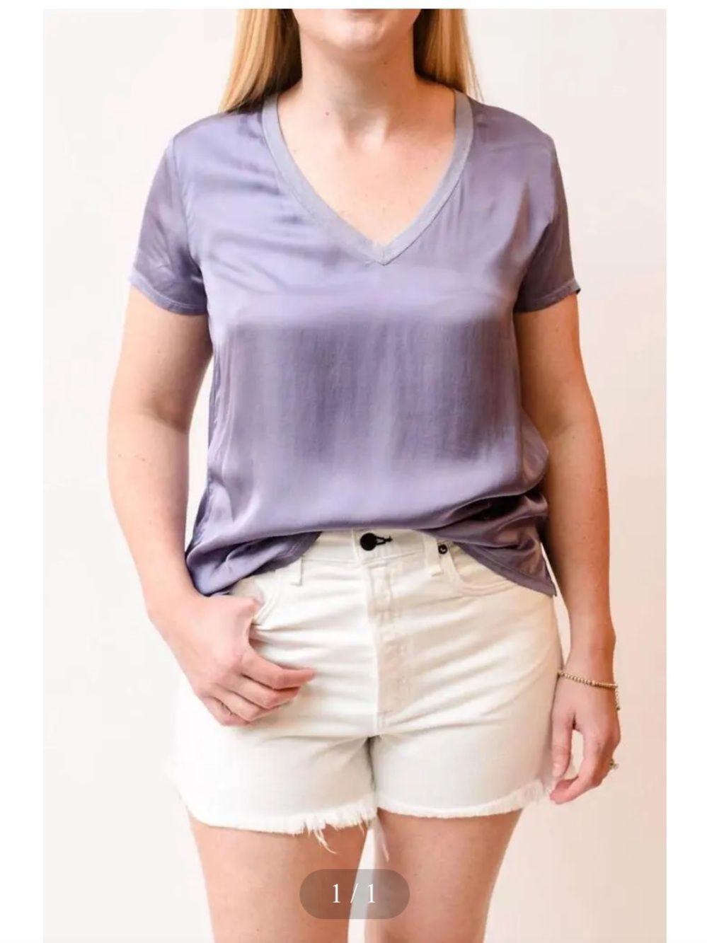 Nation LTD June Sateen V-neck Shirt Purple Women’s Size XS Satin